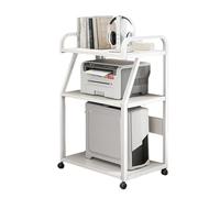 Leaceuv Meuble HiFi 2/3/4 Niveaux,Meuble Imprimante avec roulettes,Meubles Vinyle en Bois et Acier,Support pour Audio/Vidéo,Lecteurs DVD/Boîtes de Câble/Consoles de Jeux(Wit,3 Tier)