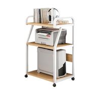 Leaceuv Meuble HiFi 2/3/4 Niveaux,Meuble Imprimante avec roulettes,Meubles Vinyle en Bois et Acier,Support pour Audio/Vidéo,Lecteurs DVD/Boîtes de Câble/Consoles de Jeux(Wood,3 Tier)