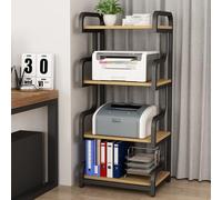 Leaceuv Meuble HiFi,Support d’Imprimante à 3/4 Niveaux,Meuble pour Scanner avec Stockage,Audio Rack,pour Décodeurs de Câbles,Chaînes Hi-FI,Consoles de Jeux(Black+Light Walnut,4 Tier)