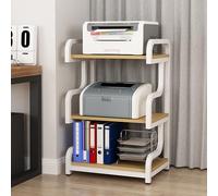 Leaceuv Meuble HiFi,Support d’Imprimante à 3/4 Niveaux,Meuble pour Scanner avec Stockage,Audio Rack,pour Décodeurs de Câbles,Chaînes Hi-FI,Consoles de Jeux(White+Light Walnut,3 Tier)