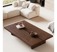 Leaceuv Table Basse Bois Massif,Bout de Canapé,Tables d'accent,Table Centrale Rétro,Design Rectangulaire Moderne,Tables de Salle à Manger,pour Salon,Chambre ou Cuisine(Walnut,100x60x35cm)