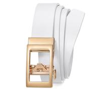 LEACOOLKEY Ceinture automatique à cliquet en cuir pour femme - Réglable - Sans trous - Pour jeans - Avec boucle coulissante dorée - Largeur : 3 cm, Blanc., XL Passt Taillengröße 101-117 cm