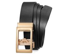 LEACOOLKEY Ceinture automatique à cliquet en cuir pour femme - Réglable - Sans trous - Pour jeans - Avec boucle coulissante dorée - Largeur : 3 cm, Noir , XL Passt Taillengröße 101-117 cm
