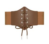 LEACOOLKEY Ceinture corset élastique pour enfants pour vêtements ceinture taille large lacée pour Halloween, marron, 55cm(Misura vita 43cm-51cm)