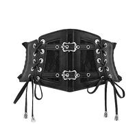 LEACOOLKEY Ceinture corset pour femme, corset à lacets élastique large, ceinture Waspie pour femme, ceinture abdominale, g-noir, 4XL(Passform Taillenumfang 128-132cm)
