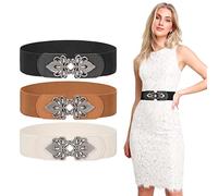 LEACOOLKEY Ceinture corset pour femme, large ceinture élastique pour costumes d'Halloween, ceinture cinch à lacets pour robes, E-noir + marron + beige, M:Passt Taillenumfang 86cm-104cm