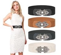 LEACOOLKEY Ceinture corset pour femme, large ceinture élastique pour costumes d'Halloween, ceinture cinch à lacets pour robes, D-noir + marron + beige + gris, M:Passt Taillenumfang 86cm-104cm