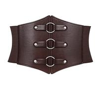 LEACOOLKEY Ceinture de corset large élastique pour costume d'Halloween - Ceinture à lacets pour robes, H-café (joint torique), Passform Taillenumfang 68-80cm