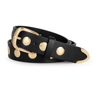 LEACOOLKEY Ceinture en cuir pour femme - Pour jeans - Ceinture punk cloutée avec rivets, a-noir, XL Fit Taille Größe 101-112cm(130cm)