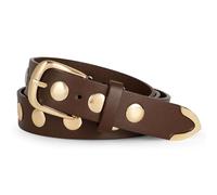 LEACOOLKEY Ceinture en cuir pour femme - Pour jeans - Ceinture punk cloutée avec rivets, Café C., L Fit Taille Größe 92-101cm(120cm)