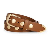 LEACOOLKEY Ceinture en cuir pour femme - Pour jeans - Ceinture punk cloutée avec rivets, Marron D, XL Fit Taille Größe 101-112cm(130cm)