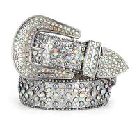 LEACOOLKEY Ceinture en cuir synthétique pour homme et femme - Style cowgirl - Style western - Style punk, C-Silber., XL