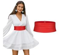 LEACOOLKEY Ceinture Large Femme en Cuir Élastique, Ceinture de Taille à la Mode pour Robes et Jeans, Cadeau Élégant pour les Fêtes, rouge, 90cm(Misura vita 89cm-106cm)