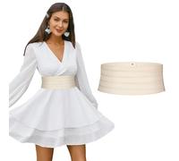 LEACOOLKEY Ceinture large femme en cuir élastique - ceinture taille mode pour robes et jeans, cadeau élégant pour les fêtes