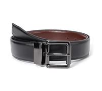 LEACOOLKEY Ceinture réversible en cuir pour homme - Ceinture de travail - Ceinture de loisirs - Ceinture double face pour homme, A-noir/café (boucle noire), (120cm)Passform Taillenumfang 91cm-101cm