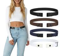 LEACOOLKEY Lot de 4 ceintures élastiques sans boucle pour homme et femme - Invisible et réglable - Sans boucle - Pour pantalon en jean, L-3XL:64cm(Für Hosengrößen 88cm-134cm)