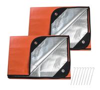 LeadCon Lot de 2 couvertures de survie améliorées - Bâche thermique réfléchissante - Couverture d'urgence réutilisable pour voiture ou camping - 152,4 x 208,3 cm - Orange
