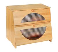 Leader Accessories Boîte à Pain en Bambou à 2 Niveaux, Bol à Pain avec Couvercle avant à Rabat, Armoire à Pain, Bouteilles de Légumes et d’épices, 39x25x33cm