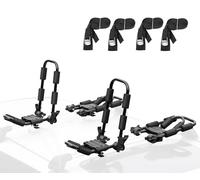 Leader Accessories Folding Kayak Rack 4 PCS/Set J Bar Car Roof Rack for Canoe Surf Board Sup on Roof Top Mount on SUV, Car and Truck Crossbar with 4 pcs Tie Down Straps