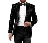 Leader of the Beauty Blazer à paillettes pour homme, smoking, fête, bal de fin d'année, mariage, revers cranté, Noir , M