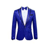 Leader of the Beauty Blazer à paillettes pour homme, smoking, fête, bal de fin d'année, mariage, smoking, veste à un bouton, veste de banquet tendance, bleu marine, 4XL