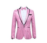 Leader of the Beauty Blazer à paillettes pour homme, smoking, fête, bal de fin d'année, mariage, smoking, veste à un bouton, veste de banquet tendance, rose, 4XL