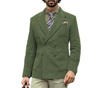 Leader of the Beauty Blazer ajusté en velours côtelé pour homme avec étiquette crantée à double boutonnage pour robe de mariée, sauge, L