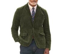 Leader of the Beauty Blazer en velours côtelé pour homme - Coupe ajustée - Veste de costume formelle pour bal, dîner, affaires, mariage, vert militaire, XXL