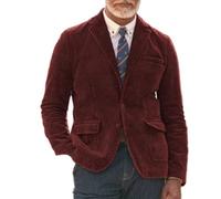 Leader of the Beauty Blazer en velours côtelé pour homme - Coupe ajustée - Veste de costume formelle pour bal, dîner, affaires, mariage, bordeaux, XS