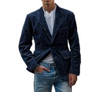 Leader of the Beauty Blazer en velours côtelé pour homme, coupe ajustée, veste formelle, veste de bal, de dîner, blazers, vêtements d'automne pour homme, bleu marine, 3XL