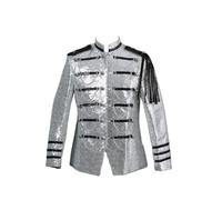 Leader of the Beauty Costume de bal à paillettes pour homme avec motif brillant, Argenté., M