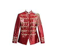 Leader of the Beauty Costume de bal à paillettes pour homme avec motif brillant, Rouge, L