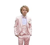 Leader of the Beauty Costume de mariage pour garçon - Tenue de communion - Costume de baptême - 3 pièces - Smoking pour enfants - Blanc, rose, 12 ans