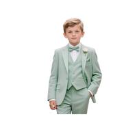 Leader of the Beauty Costume de smoking formel blazer page garçon 3 pièces costume slim fit pour fête de mariage 3-16 ans, Thé vert., 10 ans