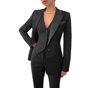 Leader of the Beauty Ensemble de costume 3 pièces pour femme avec veste, gilet et pantalon pour bureau et travail, ensemble de pantalons d'affaires pour soirée de bal et mariage, Noir , M
