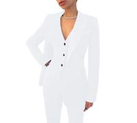 Leader of the Beauty Ensemble de costume 3 pièces pour femme avec veste, gilet et pantalon pour bureau et travail, ensemble de pantalons d'affaires pour soirée de bal et mariage, blanc, S