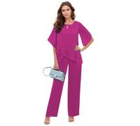 Leader of the Beauty Pantalon mère de la mariée 2 pièces pour femme Plus Pantalon Costume Invité de mariage Tenue formelle, fuchsia, 48