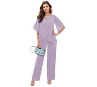 Leader of the Beauty Pantalon mère de la mariée 2 pièces pour femme Plus Pantalon Costume Invité de mariage Tenue formelle, mauve, 46