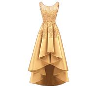 Leader of the Beauty Robe de soirée Formelle en Dentelle avec Perles en Satin sans Manches pour Femme - Or - 40