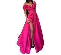 Leader of the Beauty Une ligne robe de soirée longue formelle robes de soirée pour femmes épaules dénudées robes de soirée de bal, fuchsia, 38