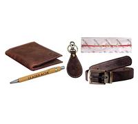 Leaderachi Raksha Bandhan Combo Portefeuille à deux volets en cuir véritable avec blocage RFID et ceinture en cuir avec porte-clés Hunter Designer et accessoires de voyage Hunter, hunter, Accessoires