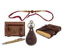 Leaderachi Raksha Bandhan Combo Portefeuille à deux volets en cuir véritable avec blocage RFID et journal intime en cuir avec clé de designer Hunter Leather Key Ri., Hunter, accessoires de voyage