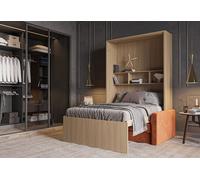 LeaderBed Lit escamotable et canapé à coffre 140 x 200 cm en bois - Flores - FI/S-140200-H1615ST9-VEL27