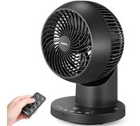 LeaderPro Ventilateur de Table avec Télécommande, 32 W, Ventilateur Silencieux avec 4 Vitesses, Minuterie 8 h, Oscillation à 70°, pour Bureau et Chambre à Coucher, Noir, Débit d’Air 804 m³/h
