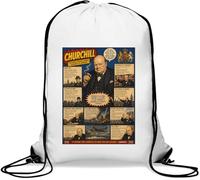 Leadership and Legacy of Winston Churchill Sac de gym décontracté avec cordon de serrage Blanc