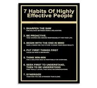 Leadership Poster 7 Habits Of Highly Effective People Motivational Wall Art Stephen Covey Principles for Office Success Decor(Framed,16x24inch(40x60cm))