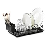 Leadfun Petit égouttoir avec crochet amovible pour évier - Dish Drying Rack Drainer, 39 x 23 x 8 cm (Noir)