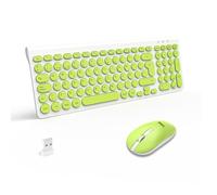 LeadsaiL Clavier et souris sans fil, silencieux, espagnol QWERTY, compact, pavé numérique, récepteur USB 2,4 GHz, souris portable pour Mac, PC, ordinateur portable - Vert