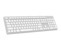 LeadsaiL Clavier sans fil, 2,4 GHz, clavier d'ordinateur ergonomique, sans fil, clavier silencieux, 12 raccourcis FN pour ordinateur portable Windows MacOS - Blanc et gris
