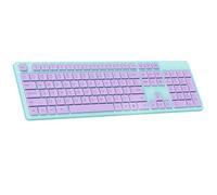 LeadsaiL Clavier sans fil, clavier d'ordinateur ergonomique 2,4 GHz, clavier sans fil, silencieux, 12 raccourcis FN pour ordinateur portable Windows MacOS - Violet et vert menthe